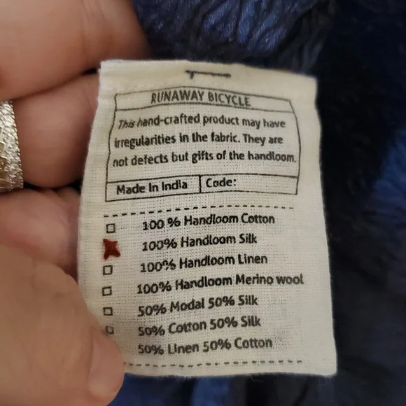 Runaway Bicycle Anna Top In Navy Handloomed Silk Size S/M - Picture 12 of 14